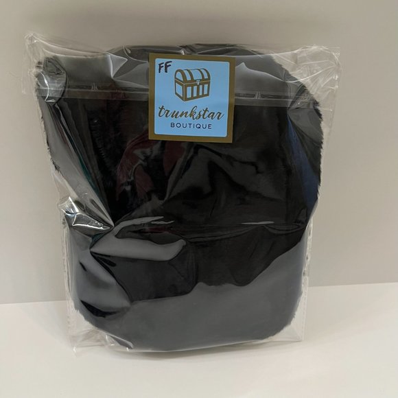 Furry Fluffy Soft Plush Shoulder Mini Hobo Handbag - NWT - Black - Picture 11 of 11